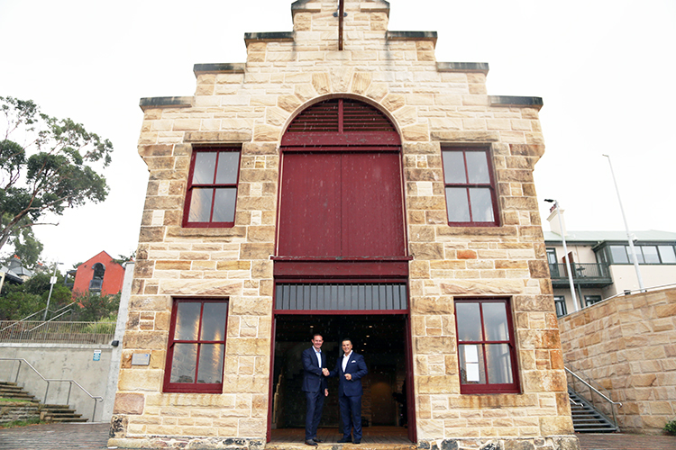 Mayor Darcy Byrne and Sydney restaurateur Bill Drakopolous at the historic Fenwick building, which will soon open as new venue 